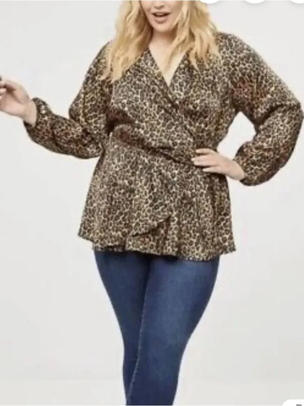 Lane Bryant Leopard Print Faux Wrap Top - Picture 2 of 7